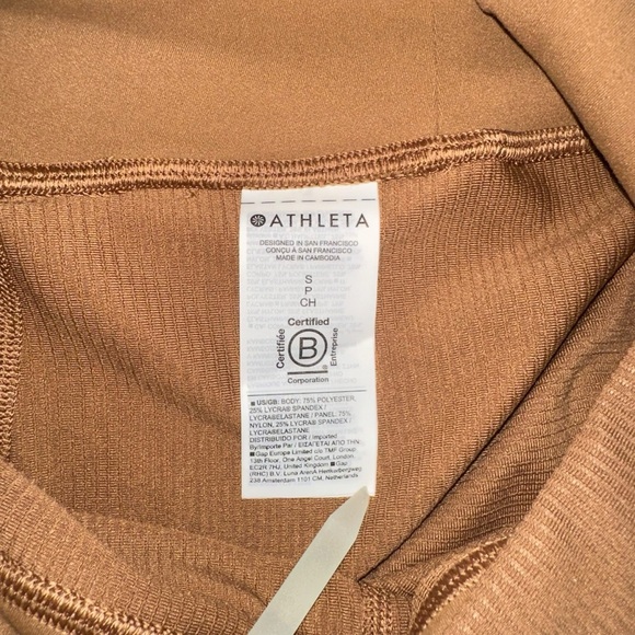 NWT Athleta Elation Rib Tight Tan High-Waisted Leggings SMALL - Picture 5 of 9